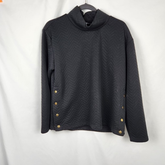 Emily Daniel's Women's Size L Black Pullover Gold Snap Sides Quilted - Picture 1 of 7